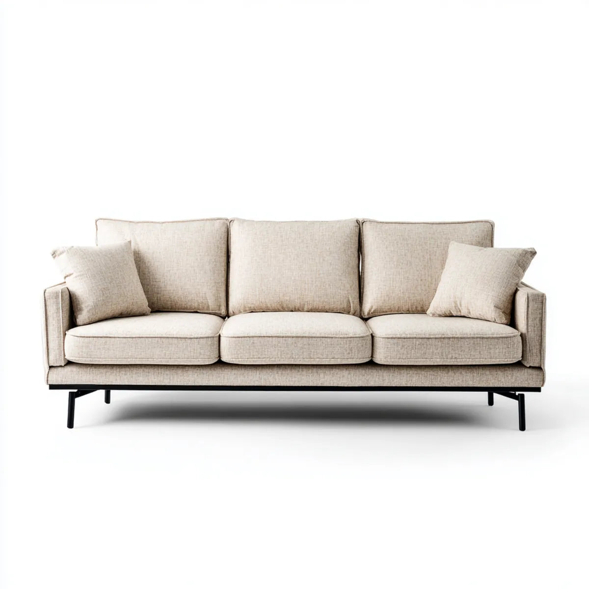 Sofa 3 miejsca beżowy prostokątna poliester 220 x 90 x 85 cm