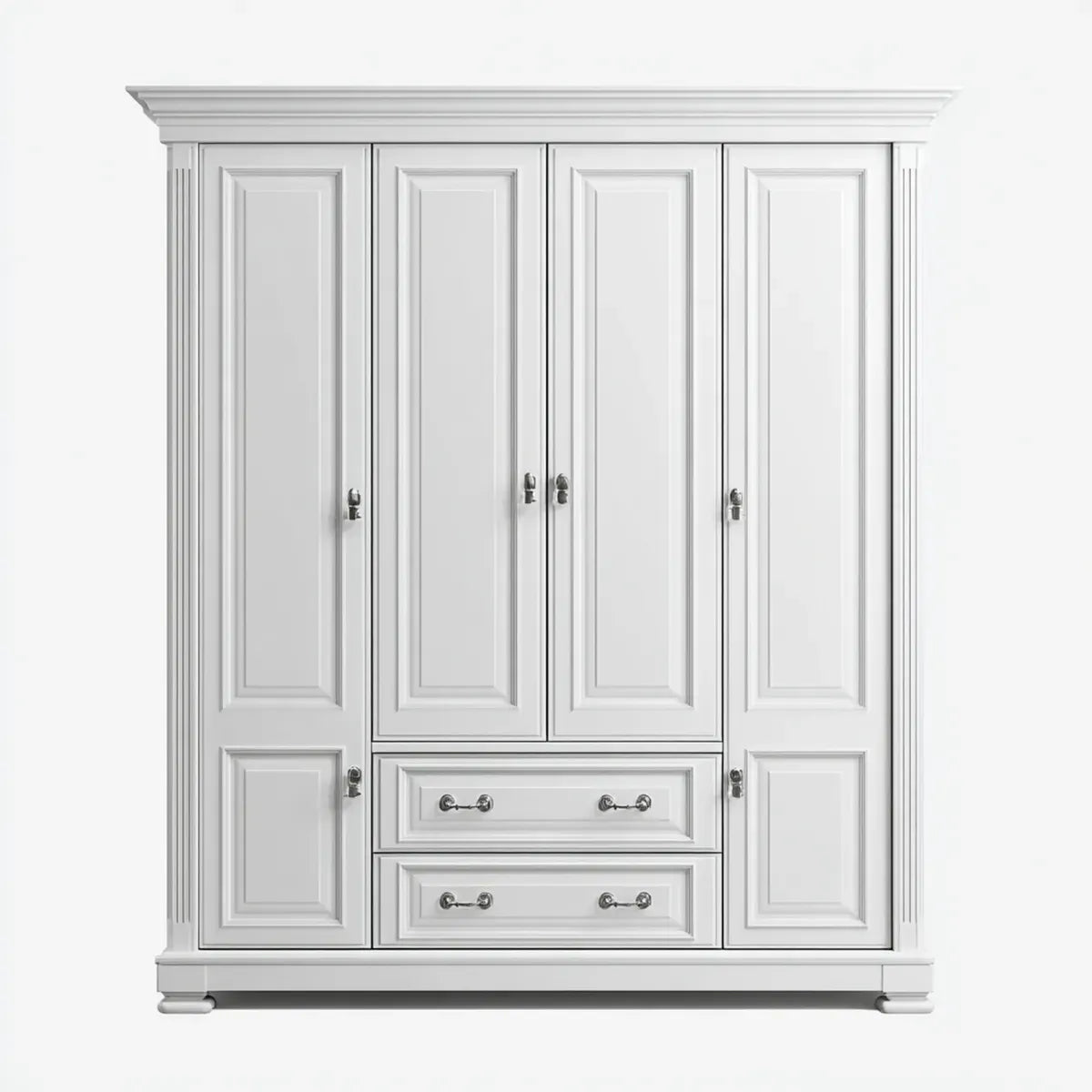 Szafa na szafę 4 prostokątne białe drzwi 200 x 60 x 220 cm MDF