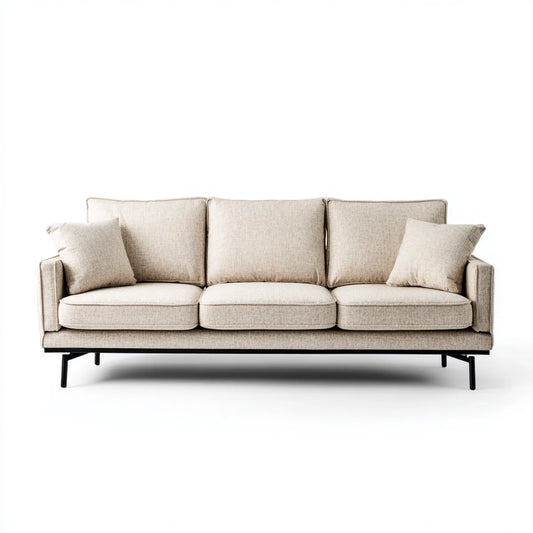 Sofa 3 miejsca beżowy prostokątna poliester 220 x 90 x 85 cm