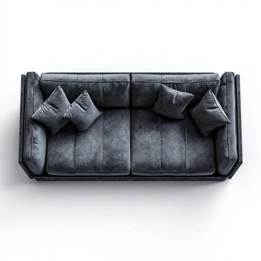 Sofa, 2- fotelik szary 210 x 95 x 85 cm prostokątna poliestrowa aksamitna sofa