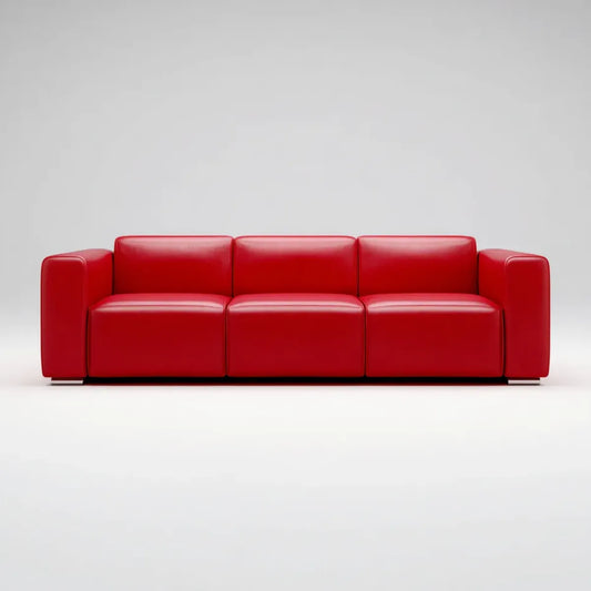 Sofa, 3 fotela ze skóry syntetycznej PU 220 x 90 x 85 cm prostokątna