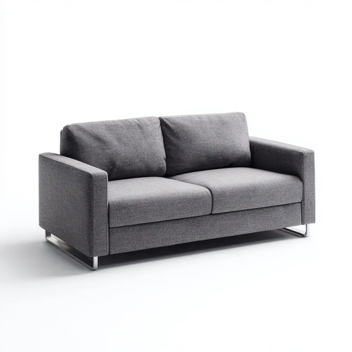 Sofa, 2-fotelikowa sofa Ciemnoszara 160 x 85 x 82 cm z tapicerką poliestrową i stalowe nóżki prostokątne