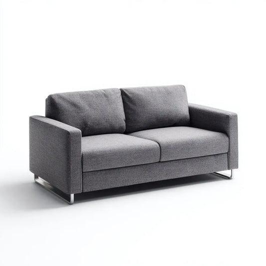 Sofa, 2-fotelikowa sofa Ciemnoszara 160 x 85 x 82 cm z tapicerką poliestrową i stalowe nóżki prostokątne