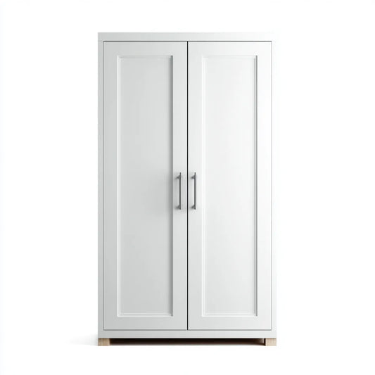 Szafa sypialna 2 drzwi jasnoszare i białe 80 x 50 x 180 cm w prostokątnych panelach MDF