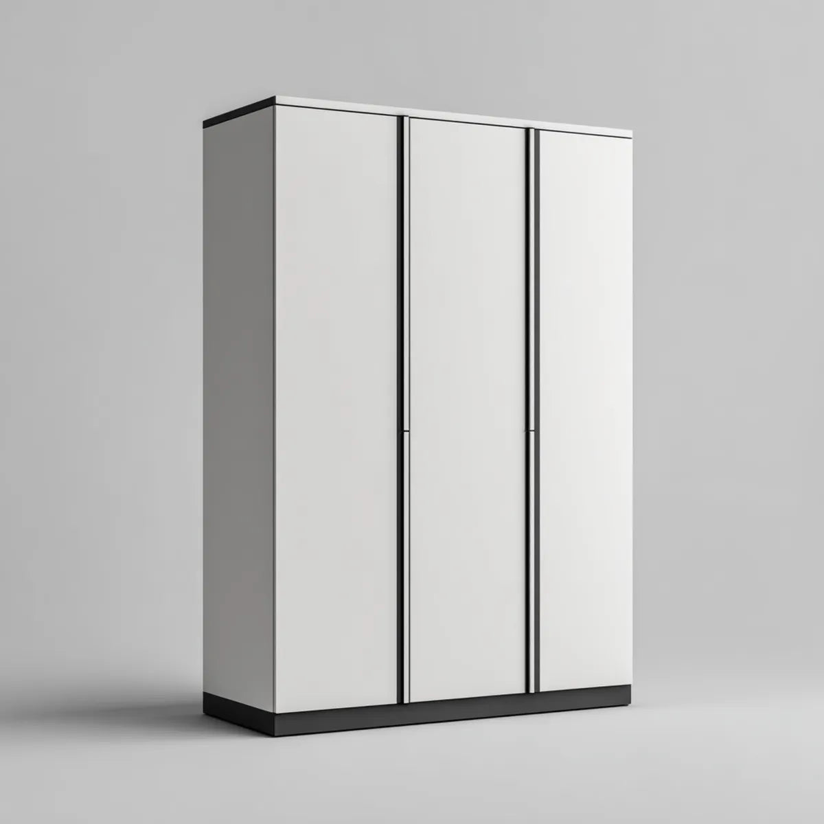 Szafa, Szafka sypialna 3 białe drzwi 120 x 60 x 200 cm w prostokątnej melaminowanej płyty wiórowej