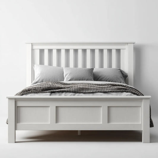 Łóżko dwuosobowe, Białe podwójne łóżko 160 x 200 cm w sosnie stałej i prostokątnym MDF