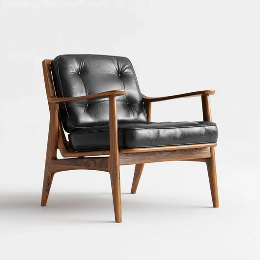 Fotel, Czarne krzesło w skórze PU z podłokietnikami w litej hewei 78 x 76 x 82 cm